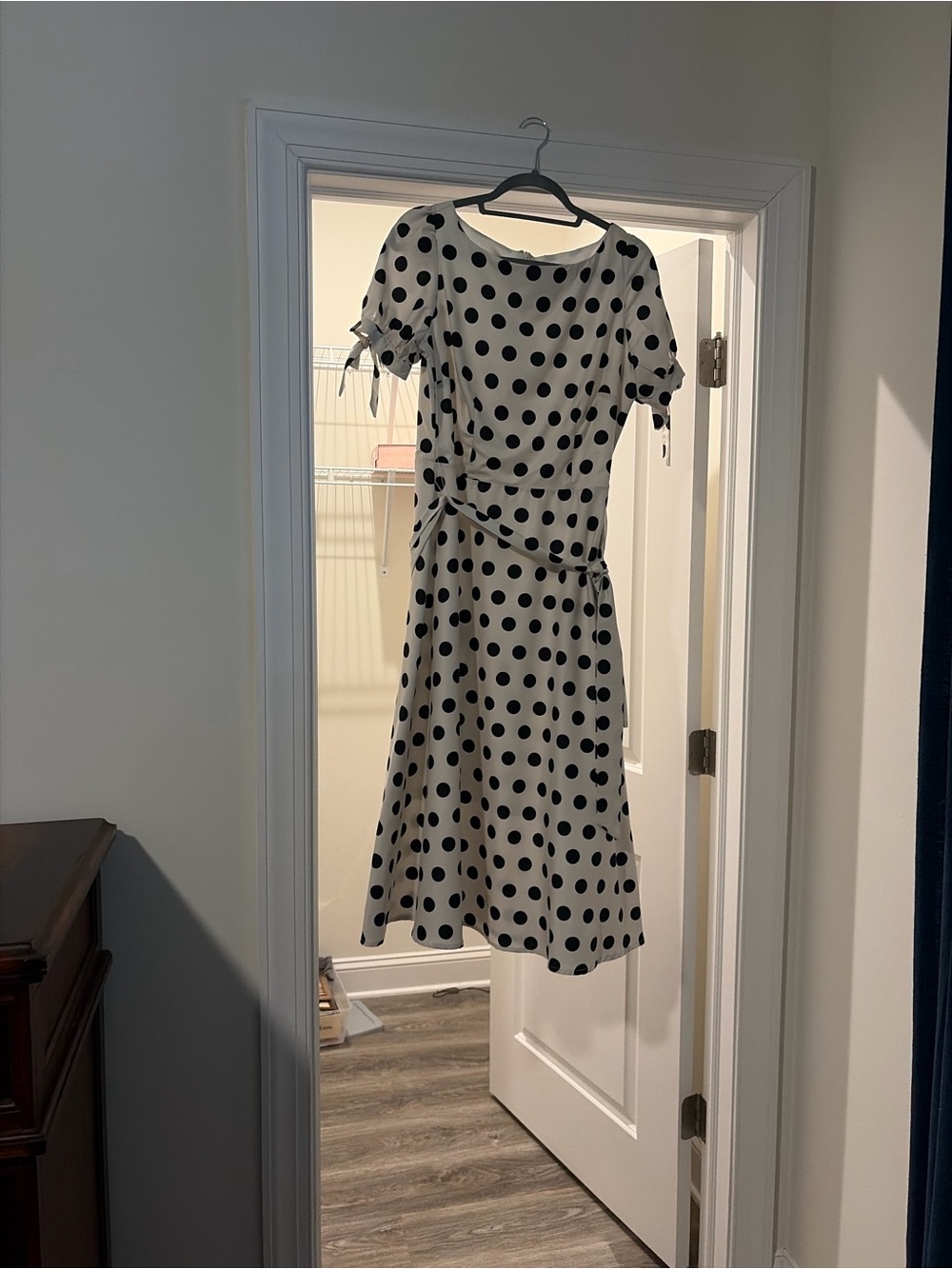Polka Dot Midi Dress in White and Black